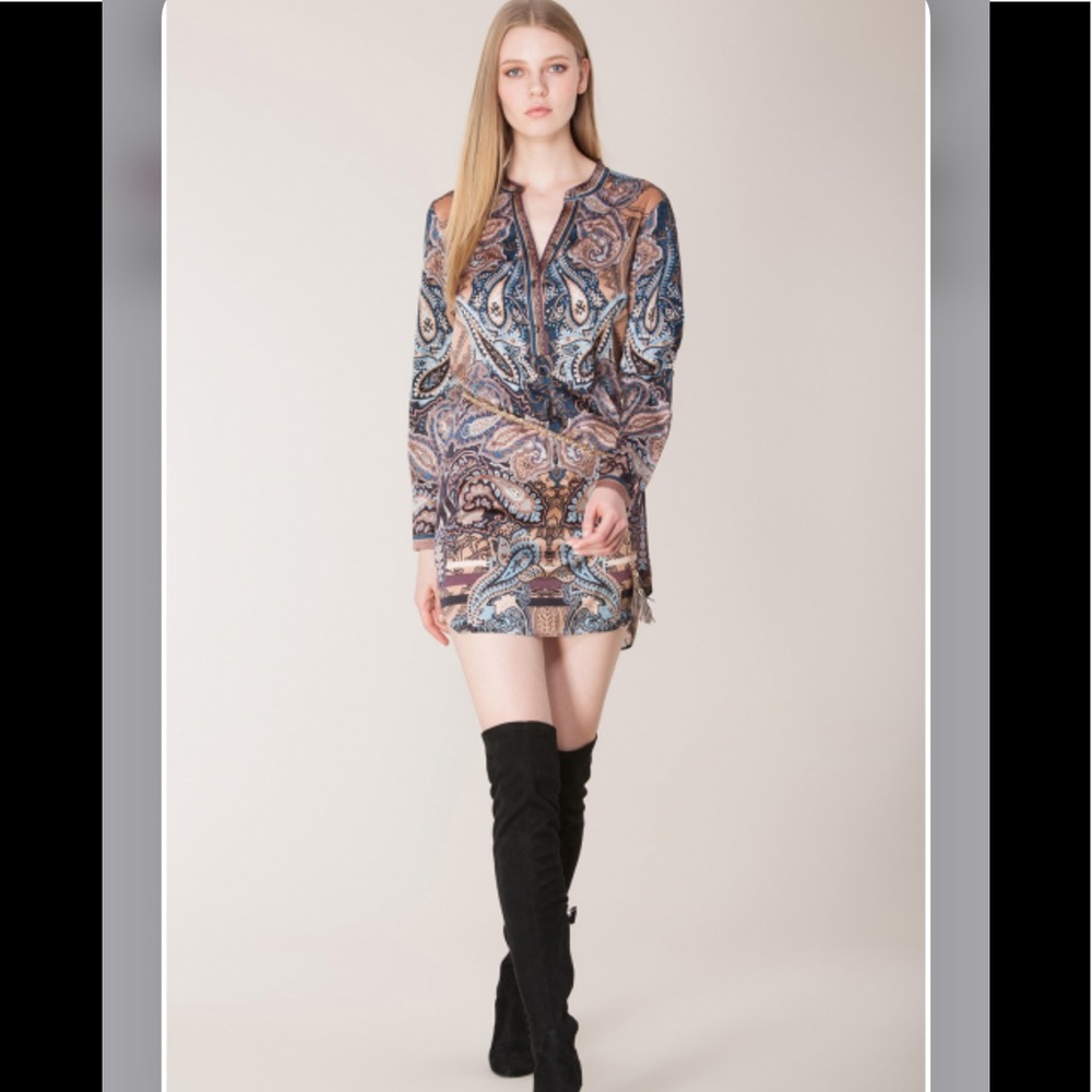 Hale Bob Nanette Silk Charmeuse Shirtdress Sz M